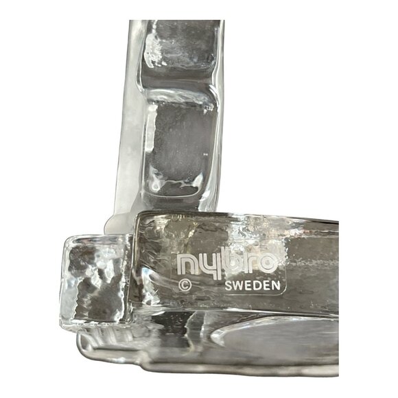 Vtg 1990s–2000s Nybro Sweden Glass Tealight Holders – Fireplace & Church, Scandi - Picture 5 of 5